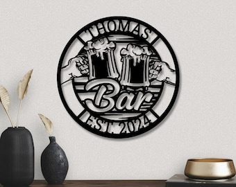 Custom Bar Sign With LED Lights, Pub Sign, Personalized Bar Metal Wall Art, Bar Decor, Man Cave Decor, Outdoor Patio Sign, Outdoor Decor