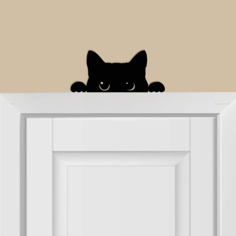 Cat Door Topper, Metal Cat Door Hanger, Black Cat Decor, Over The Door Sign, Cat Metal Sign, Cat Wall Decor, Halloween Home Decor image 7