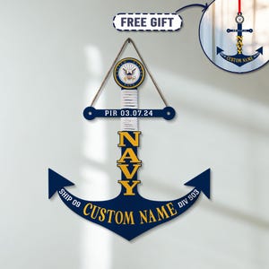 Custom Navy Anchor Wood Sign, PIR Anchor, Wall Decor, Gift For Son, Brother, Unique Gift, Navy Sign, Anchor Sign, Navy Graduation Gift
