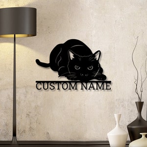 Personalized Cat Metal Sign with Led Lights, Custom Cat Name Sign, Cat Wall Art, Cat&#39;s Mom Sign, Cat Wall Decor, Pet Lover Gift, House Decor