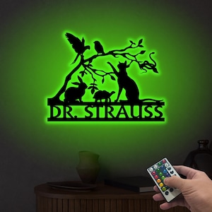 Custom Veterinary Metal Sign Led Light, Personalized Vet Gift, Exotic Pets Veterinary Sign, Veterinary Gift, Veterinary Art, Vet Room Decor