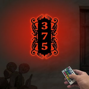 Custom Metal House Number Sign, Metal Address Sign, Address Wall Art with Led Lights, Address Numbers, Housewarming Gift, Home Decor