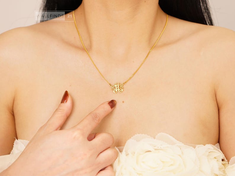 Personalisierte Monogramm-Halskette mit ineinandergreifenden Buchstaben, Anhänger mit individuellem Anfangsbuchstaben, Schmuck mit zwei Buchstaben, Geschenkidee für Paare Bild 12