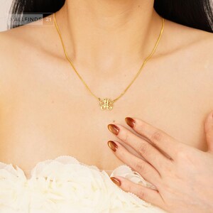 Personalisierte Monogramm-Halskette mit ineinandergreifenden Buchstaben, Anhänger mit individuellem Anfangsbuchstaben, Schmuck mit zwei Buchstaben, Geschenkidee für Paare Bild 11