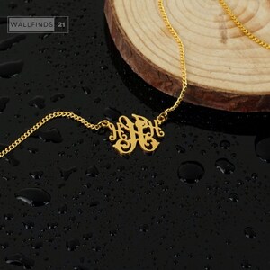 Personalisierte Monogramm-Halskette mit ineinandergreifenden Buchstaben, Anhänger mit individuellem Anfangsbuchstaben, Schmuck mit zwei Buchstaben, Geschenkidee für Paare Bild 18