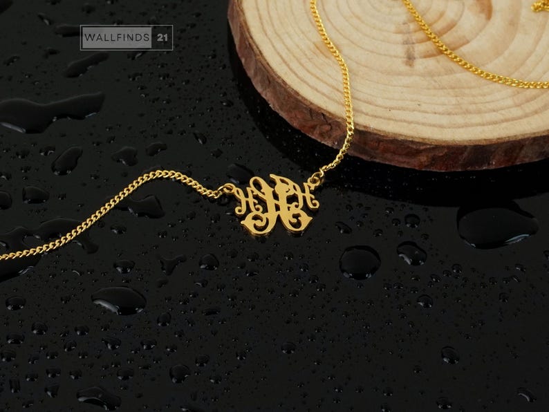 Personalisierte Monogramm-Halskette mit ineinandergreifenden Buchstaben, Anhänger mit individuellem Anfangsbuchstaben, Schmuck mit zwei Buchstaben, Geschenkidee für Paare Bild 18