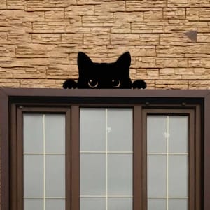 Cat Door Topper, Metal Cat Door Hanger, Black Cat Decor, Over The Door Sign, Cat Metal Sign, Cat Wall Decor, Halloween Home Decor image 3