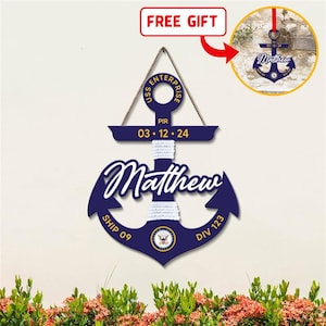 Custom Navy Anchor Wood Sign, Navy Graduation Gift, PIR Anchor, Wall Decor, Gift For Son, Brother, Unique Gift, Navy Sign, Anchor Sign