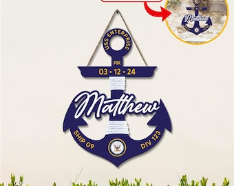 Custom Navy Anchor Wood Sign, Navy Graduation Gift, PIR Anchor, Wall Decor, Gift For Son, Brother, Unique Gift, Navy Sign, Anchor Sign