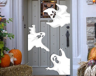 Ghosts Set of 3 Door Corner Sign, Halloween Wooden Door Corner Decor, White Ghosts Door Hanger, Spooky Halloween Gift, Halloween Ghost Decor
