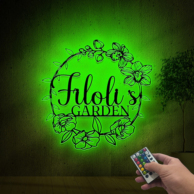 Led Flower Sign Simple Personalized Garden Flower Sign With Led Lights, Custom Name Sign ...