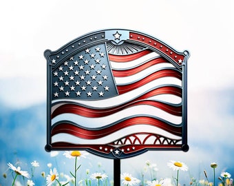 American Metal Flag Yard Stake, 4th of July Decoration, 4th of July Flag, Independence Day, Patriotic Gift, Flag Garden and Yard Decor