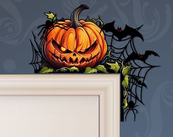 Halloween Door Corner Sign, Door Corner Decor, Halloween Signs, Halloween Color, Pumpkin, Spider Web Decor, Halloween Decorating