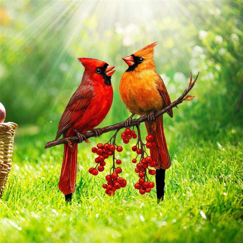 Cardinals Garden Metal Sign With Stake, Cardinal Garden Stake, Outdoor ...