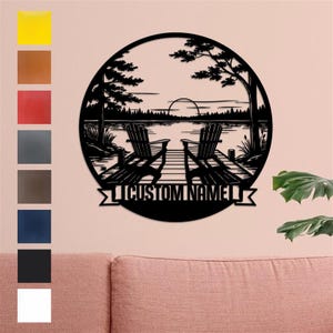 Custom Lake House Metal Sign, Forest Lake Sign, Personalized Lake House Name Sign, Camping Metal Sign, Lake House Decor, Front Porch Decor
