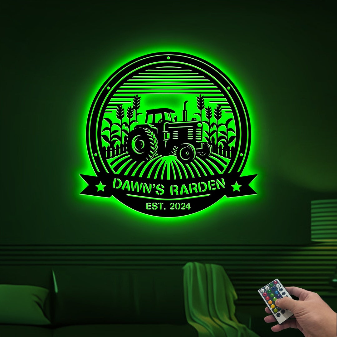 Custom Tractor Metal Sign With Led Lights, Family Name Sign, Metal ...