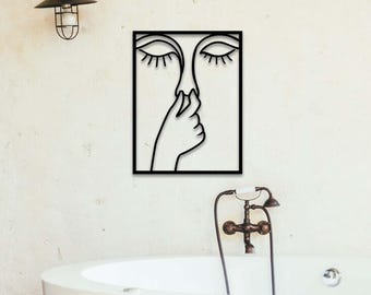 Funny Toilet Metal Wall Art with Led Lights, Funny Bathroom Sign, Minimal Line Art, Guest WC, Restroom Decor, Toilet Humor, Home Decor