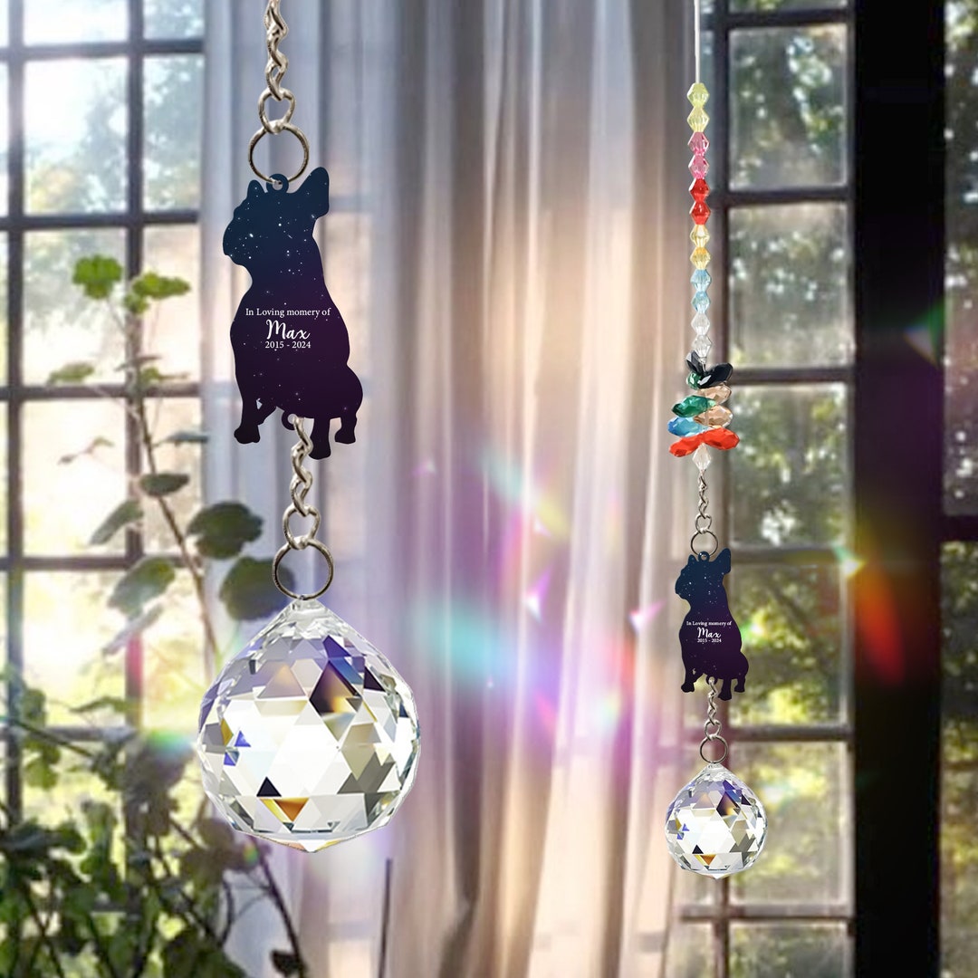 Dog Memorial Custom Pet Memorial Suncatcher With Charm, Rainbow Crystal ...