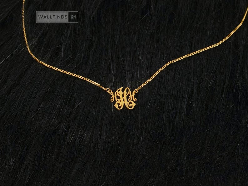 Personalisierte Monogramm-Halskette mit ineinandergreifenden Buchstaben, Anhänger mit individuellem Anfangsbuchstaben, Schmuck mit zwei Buchstaben, Geschenkidee für Paare Bild 19