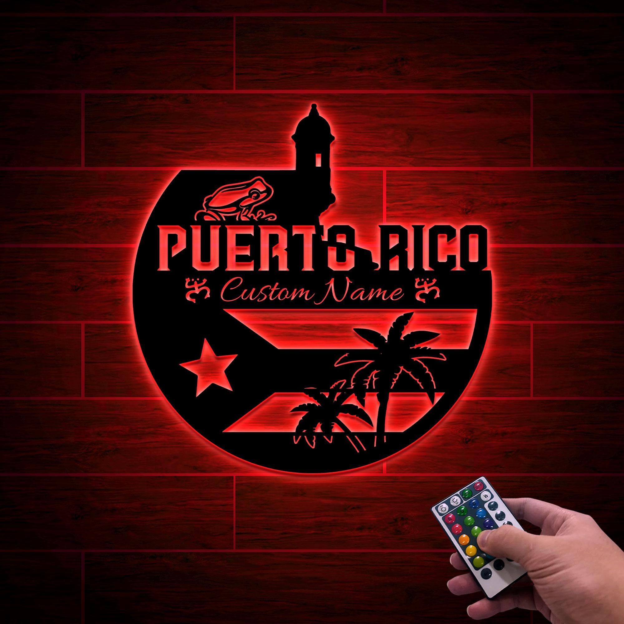 Purto Rico Sign Custom Puerto Rico Metal Sign With Led Lights, Personalized Puerto Rico ...