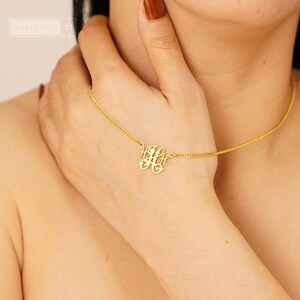 Personalisierte Monogramm-Halskette mit ineinandergreifenden Buchstaben, Anhänger mit individuellem Anfangsbuchstaben, Schmuck mit zwei Buchstaben, Geschenkidee für Paare Bild 8