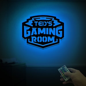 Personalized Gaming Room Sign with Led Lights, Custom Gamer Name Sign, Gaming Room Art, Birthday Gift, Gamer Gift, Video Games Home Decor