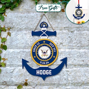 Personalized Navy Anchor Wood Sign, Custom Anchor Name Sign, Navy Sign, Anchor Sign, Navy Graduation Anchor, PIR Gift, Anchor Wall Decor