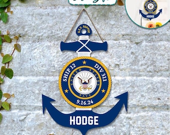 Personalized Navy Anchor Wood Sign, Custom Anchor Name Sign, Navy Sign, Anchor Sign, Navy Graduation Anchor, PIR Gift, Anchor Wall Decor