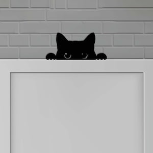 Cat Door Topper, Metal Cat Door Hanger, Black Cat Decor, Over The Door Sign, Cat Metal Sign, Cat Wall Decor, Halloween Home Decor image 2