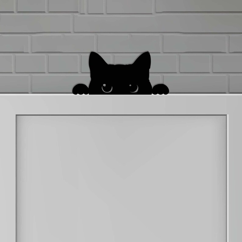Cat Door Topper, Metal Cat Door Hanger, Black Cat Decor, Over The Door Sign, Cat Metal Sign, Cat Wall Decor, Halloween Home Decor image 2