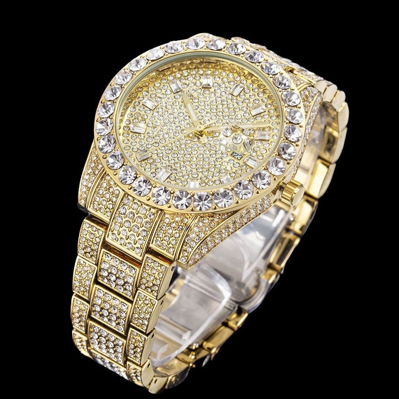 Full Diamond Icy Watch Bling Bling Iced Out Watch Hip Hop - Etsy