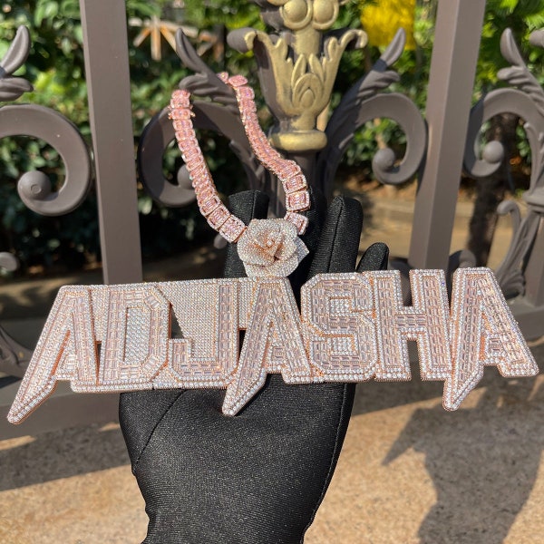 Iced Out Name Necklace Etsy