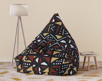 Housse de chaise pouf en tissu mudcloth