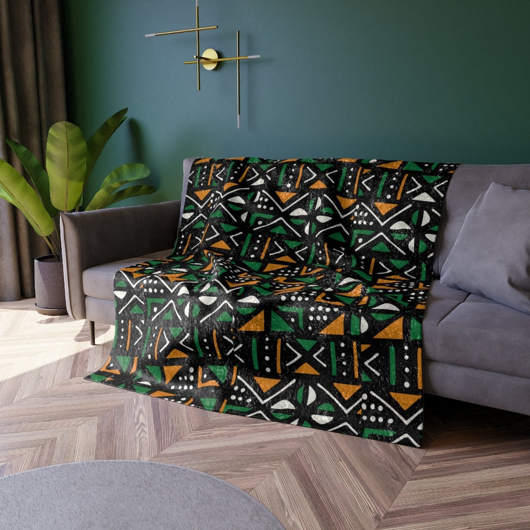 Famu Mudcloth Collage Crushed Velvet Blanket Etsy