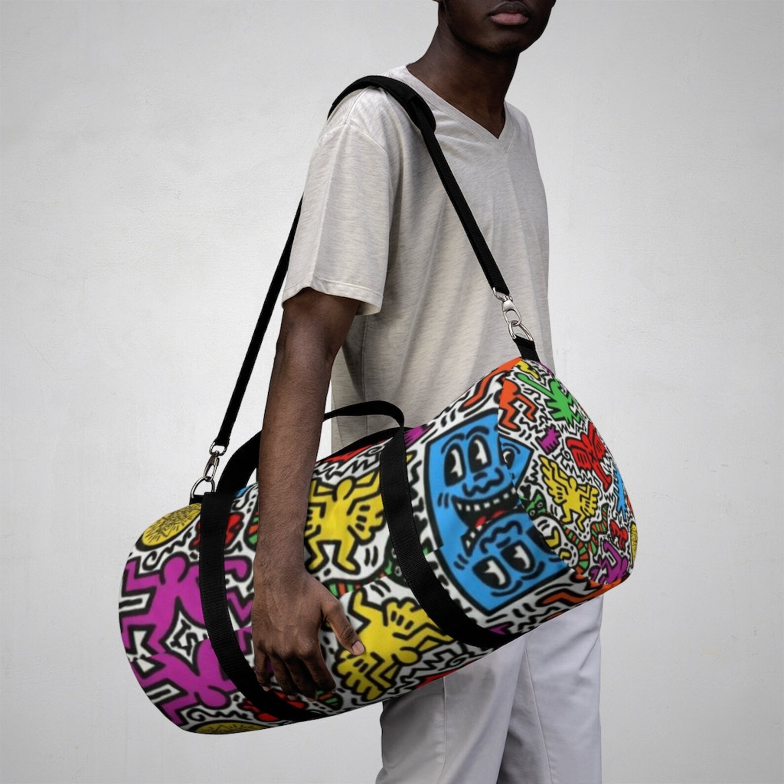Keith Haring Inspired Duffel Bag Etsy