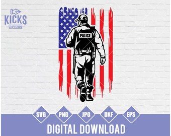 Polizist US Flagge SVG: Bunt Clipart geschnitten Datei (Digitaler Download)