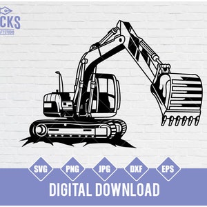 Excavator svg, Excavator Clipart, Excavator Cutfile, Excavator png, Heavy Equipment svg, Construction Monogram dxf, Excavator Stencil