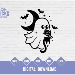 Cute Ghost Svg | Ghost with Coffee Svg | Pumpkin Svg | Halloween Svg | Ghost Clipart | Spooky Svg | Coffee Svg | Halloween Shirt | Png Dxf