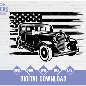 Us Classic Car Svg,Us Vintage Vehicles, Antique Automobile, Graphics Commercial Use Clipart, Svg, Png, Dxf
