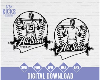 All Stars svg, Softball Svg, Baseball svg, template, emblem, softball team, Baseball team, stitching, cutting file, All Stars svg