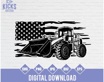 US Flag Bulldozer SVG: Construction T-Shirt Design (Digital Download)