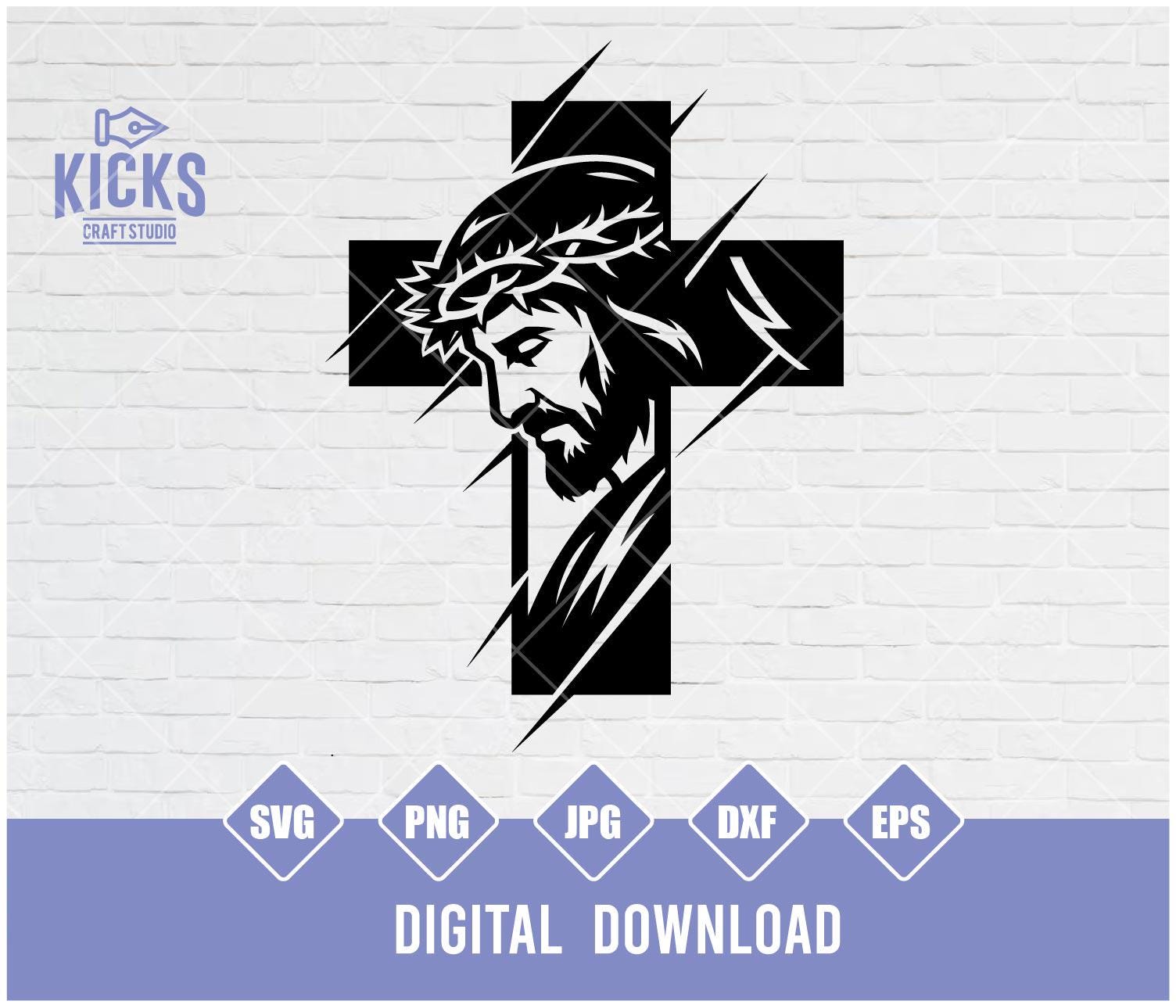 Jesus Cross SVG Cut File, Christian Crucifixion Clipart (digital ...