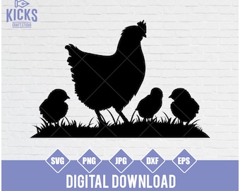 Mama Hen and Baby Chicks SVG: Farm Animal Cut Files (Digital Download)