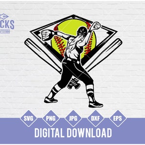 Cena de jogador de softball svg, Arquivo de corte da vida de mãe esportiva, Clipart da vida na bola, Design de camiseta de irmã de jogadora png, Estêncil de time de clube de softball JPEG