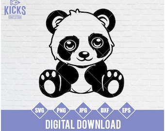 Cute Panda  Svg,Panda Svg, Panda Cut File, Panda head Svg,Panda monogram Svg,Panda Silhouette for Cricut,Panda, Png,Instant Download