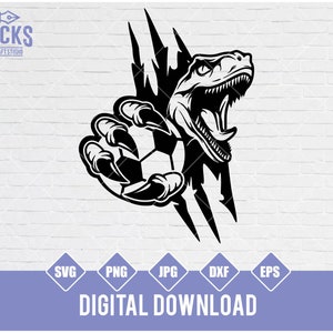 Raptor wall scratch soccer football ball svg, Raptor football team printable dinosaur sports design, Dino Scratch svg Png Dxf