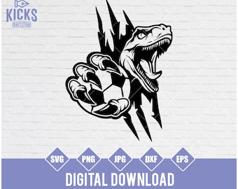 Raptor Soccer Ball Scratch SVG: Dinosaur Sports Design (Digital Download)