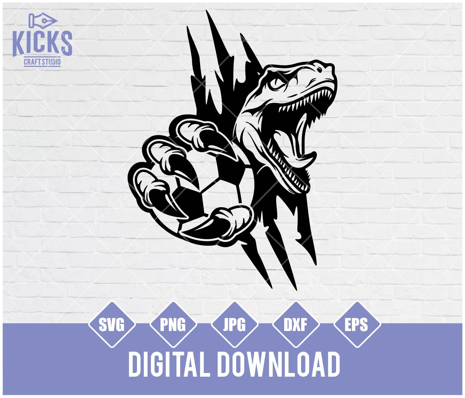 Raptor Soccer Ball Scratch SVG: Dinosaur Sports Design (digital ...