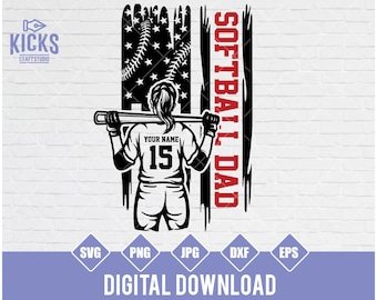 Custom Softball Dad Svg, Softball Dad Svg, Softball Dad Png, Dad Life Svg, Digital Download, Player Sister T-shirt Design png, Softball Jpeg