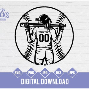 Op de afbeelding: Zwart-witte silhouet van een honkballer die een knuppel vasthoudt, staand voor een honkbal. De speler draagt ​​een shirt met de tekst "YOUR TEXT" en het nummer "00".